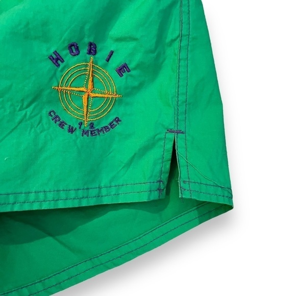 VTG 90s Hobie Swim Trunks Green Purple Mesh Liner Pockets Logo Beach Medium - Picture 3 of 8